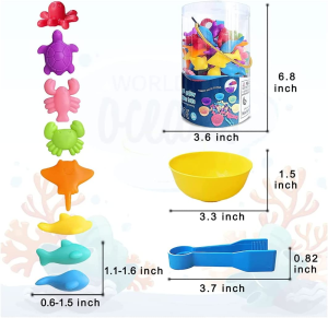 LIV&LOVE Colour Sorting and Counting Figurines, Role Play, Toddler 3 4 5 6 Old Preschool Matching Learning Educational Game Toy (Sea Creatures)