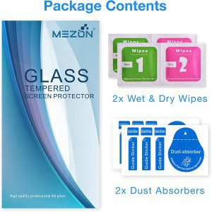 [2 Pack] MEZON Tempered Glass for OPPO A96 – 9H HD Crystal Clear Premium Screen Protector – Case Friendly, Shock Absorption (OPPO A96, 9H HD)