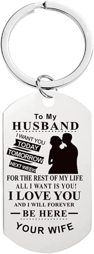 Anniversary Birthday Gifts for Husband Keychain from Wife to My Husband Keychains Gifts for Men I Want You Today Tomorrow Keyrings for Hubby Valentines Day Christmas Gifts