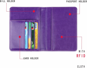 Passport Holder Travel Cover Case, T Tersely Leather RFID Blocking Passport Travelling Wallet Holder ID Credit Cards Cover Case for Passport (Purple)