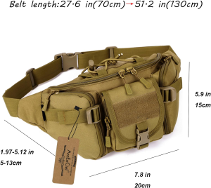 Arcenciel Water Resistant Tactical Waist Pack Bag Military Fanny Packs Hip Belt Bag Pouch for Hiking Climbing Outdoor Bumbag