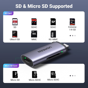 UGREEN SD Card Reader USB C, 2-In-1 Micro SD Memory Card Reader SD SDHC SDXC Microsd UHS-I Compatible with Macbook Pro/Air Ipad Pro Samsung Galaxy S22