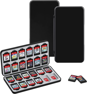 OLAIKE 24-Slot Switch Game Case Compatible with Nintendo Switch Game Cards, Portable Switch Game Cartridge Holder with 24 Game Card Slots and 24 Mirco SD Card Slots for Lite/Oled/Ns Games, Black