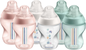 Tommee Tippee Closer to Nature Newborn Baby Bottles, Slow Flow Breast-Like Teat with Anti-Colic Valve, 260Ml, Pack of 3, 0 Months+