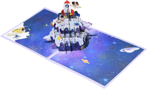 Magic Ants Outer Space Pop up Birthday Card,3D Birthday Popup Cards,Birthday Cake Funny Postcards Pop up Greeting Cards,Pop up Birthday Cards for Women Men (Birthday Cake – Rockets and Astronauts)