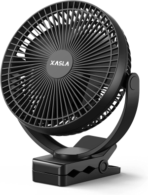 10000mAh Portable Clip on Fan, 8 inch Rechargeable Battery Operated Fan, 24 Hours Work Time, Quiet USB Fan, 4 Speeds Personal Fan, Ideal for Outdoor Camping Golf Cart Home Office Black