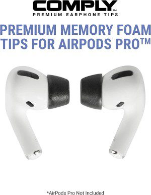 Comply Foam Ear Tips for Apple Airpods Pro Generation 1 & 2, Ultimate Comfort | Unshakeable Fit | 3 Pairs, Black, Medium