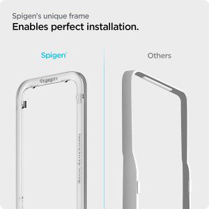 SPIGEN Alignmaster Glas.Tr Full Cover Screen Protector Designed for Apple Iphone 14/13 / 13 Pro [6.1-Inch] Auto Align Technology Tempered Glass [2-Pack] – Black