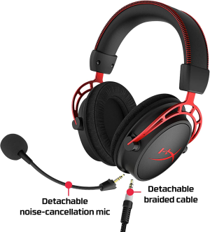 Hyperx Cloud Alpha – Gaming Headset, Dual Chamber Drivers, Award Winning Comfort, Durable Aluminum Frame, Detachable Microphone, Works on PC, PS4, Xbox One, Nintendo Switch, and Mobile Devices – Red