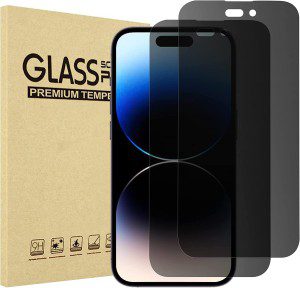 (2 Pack) Procase Iphone Privacy Screen Protector for Iphone 14 Pro 2022, 9H anti Spy Dark Tempered Glass Screen Film Guard for Iphone 14 Pro 6.1 Inch 2022, Case Friendly Bubble Free