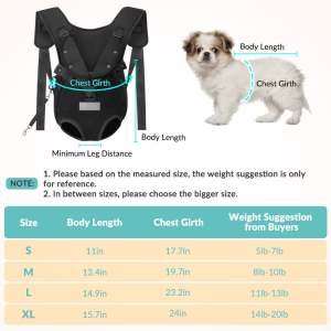 Slowton Dog Backpack Carrier – Easy Fit Dog Travel Bag with Leash & Carabiner, Hands Free Front Pet Carrier for Traveling Hiking Camping Cycling for Small Medium Dogs Cats Puppies under 20 Lbs