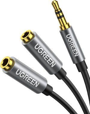 UGREEN Headphone Splitter 3.5Mm Audio Stereo Y Splitter Extension Cable Male to Female Dual Headphone Jack Adapter for Earphone Headset Compatible with Iphone Samsung Tablet Laptop MP3 Players