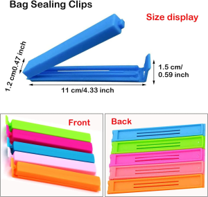 Taicols 50 Pcs Bag Sealing Clips, Sealing Clips for Food, Sealing Clip Set for Snack Bags Food Preservation Clips Small Plastic Bags Food Sealing Clips, 4.3 Inch Plastic Sealer Clips(5 Color)