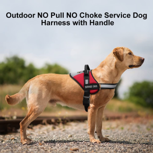 No Pull Service Dog Vest Harness for Large Dogs,Big Dog Harness No Pull Adjustable Pet Reflective Oxford Soft Vest for Large Dogs Easy Control Harness (Red, L)