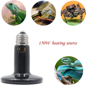 150W 220V Pet Ceramic Heat Lamp 2 Pack, Pet Infrared Bulb Emitter Lamp No Harm No Light Heat Lamp Bulb for Pet Brooder Coop Chicken Lizard Turtle Snake Aquarium,Black