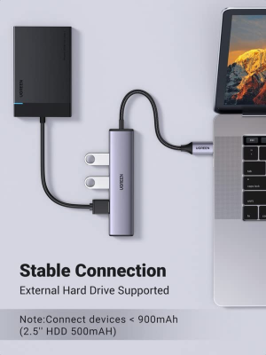 UGREEN USB C to USB Hub 4 Ports, Aluminum USB C Dongle Thunderbolt 3 to Multiport Adapter with 4 USB 3.0 Port for Macbook Pro/Air 2020/2019, Ipad Pro, Dell, Chromebook, and More