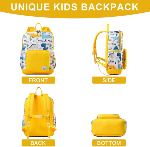 Backpack for Boys, VASCHY Cute Lightweight Water Resistant Preschool Backpack for Boys and Girls Kindergarten Bookbag Yellow Dinosaur