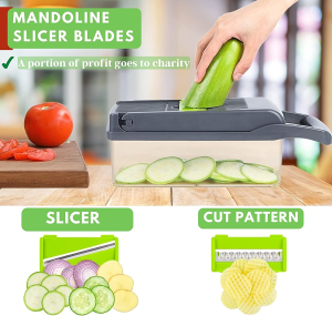 17-In-1 Vegetable Chopper for Effortless Meal Prep,Au Owned, Easy to Clean Mandoline Slicer Grater, Kitchen Tools & Gadgets, Vegetable Dicer Slicer Veggie Onion Chopper, 8 Sharp Blades