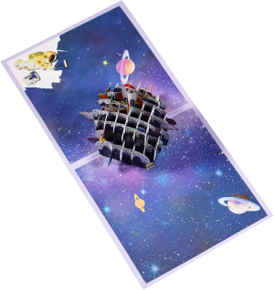 Magic Ants Outer Space Pop up Birthday Card,3D Birthday Popup Cards,Birthday Cake Funny Postcards Pop up Greeting Cards,Pop up Birthday Cards for Women Men (Birthday Cake – Rockets and Astronauts)