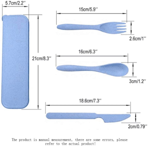 Travel Utensil Set with Case, 4 Sets Wheat Straw Reusable Spoon Chopstick Forks Tableware, Eco Friendly Non-Toxin BPA Free Portable Cutlery for Kids Adult Travel Picnic Camping or Daily Use