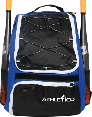 Athletico Baseball Bat Bag – Backpack for Baseball, T-Ball & Softball Equipment & Gear for Youth and Adults | Holds Bat, Helmet, Glove, Shoes |Shoe Compartment & Fence Hook