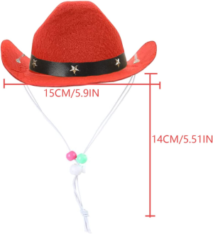 AWOCAN Pet Dog Costume Cowboy Hat Cosplay Cap Puppy Pet Dog Cat Holiday Pet Party Decoration (RED)