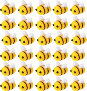 Yitaocity 10Pcs Wool Felt Bee Craft Balls Bee Bumble Bee Craft Supplies for Baby Shower Gender Reveal Party Nursery Tent Christmas Clothing Halloween Costume Hat Decoration DIY and Handmade Crafts