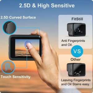 [9 PCS] Fitstill Screen Protector for Gopro Hero 12/11/10/9 Black, Ultra Clear Tempered Glass Back Screen Protector + Tempered Glass Lens Protector + Tempered Glass Front Screen Protector- 3 Packs