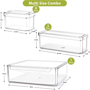 Shurake 【Set of 10】Refrigerator Organizer Bins with Lids，Bpa Free Fridge Organizer, Stackable Clear Plastic Storage Bins for Fridge, Freezer, Kitchen Cabinet, Pantry Organization and Storage