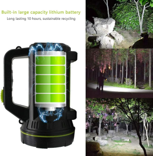 Super Bright Spotlight, Rechargeable Searchlight Handheld LED Flashlight, 6000Mah Led Torch with Side Light High Power Waterproof Flashlight for Emergency Hiking Camping Hunting (With Side Light)