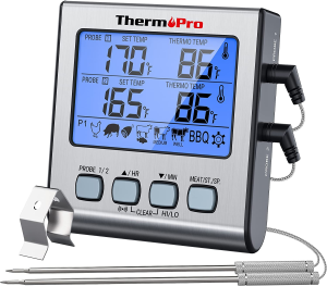 Thermopro TP17 Digital Meat Thermometer with Dual Temperature Probe Large Backlight LCD Food Thermometer with Timer for Kitchen Oven BBQ Cooking Thermometer