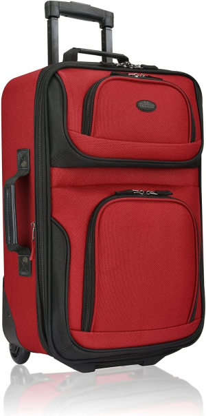 U.S. Traveler Rio Rugged Fabric Expandable Carry-On Luggage Set, Red, 2 Wheel, Rio Rugged Fabric Expandable Carry-On