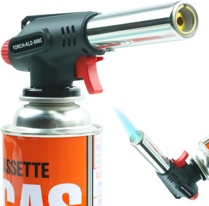 Gas Burner, 900°C to 1300°C, Flame Adjustable Butane Blow Torch, 360° Omni-Directional Use for Cooking, Bbqs, Camping, Sweets Making, Charcoal Fire, Roasting, Welding, Etc. (Butane Gas Not Included)