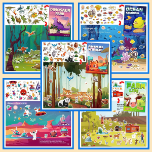 Sticker Books Educational Busy Quiet Stickers Book for for Kids Toddlers Boys Girls (Animal World)