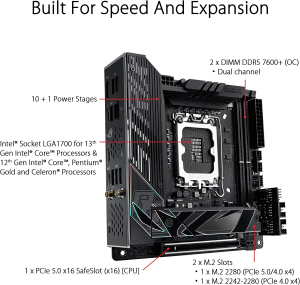 ASUS ROG Strix Z790-I Gaming Wifi 6E LGA 1700 Intel 13Th&12Th Gen Mini-Itx Gaming Motherboard, Pcie5.0,Ddr5,10+1 Power Stages, Thunderbolt 4, 2.5Gblan, USB3.2 Gen2X2 Front Panel Type-C,2X M.2/Nvme SSD