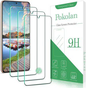 (3 Pack) Pokolan Screen Protector for Samsung Galaxy S21, S21 5G (6.2 Inch) Tempered Glass, Support Fingerprint Unlock, 9H Hardness, Case Friendly, Bubble-Free, Anti-Scratch, Easy to Install