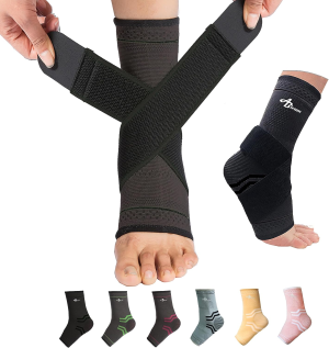 JUPITER Foot Sleeve (Pair) with Compression Wrap, Ankle Brace for Arch, Ankle Support, Football, Basketball, Volleyball, Running, for Sprained Foot, Tendonitis, Plantar Fasciitis