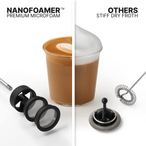 Subminimal Nanofoamer Lithium Handheld Milk Foamer | Make Premium Barista-Style Coffee Drinks at Home | Rechargeable Foamer for Cappuccino, Latte, Hot Chocolates and More