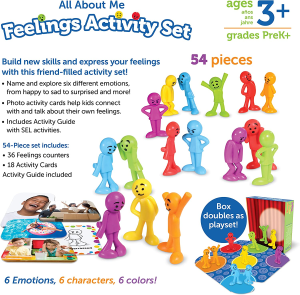 All about Me Feelings Activity Set, Social Emotional Learning Games, Communication Games for Kids, Emotion Toys, Feeling Toys for Kids, 54 Pieces, Age 3+