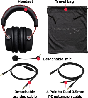 Hyperx Cloud Alpha – Gaming Headset, Dual Chamber Drivers, Award Winning Comfort, Durable Aluminum Frame, Detachable Microphone, Works on PC, PS4, Xbox One, Nintendo Switch, and Mobile Devices – Red