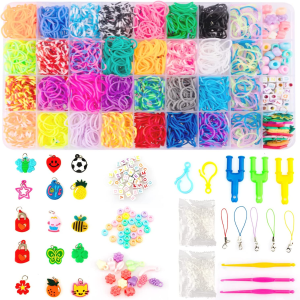 2500+ Loom Bands Kit, 30 Colors Premium Rubber Band Bracelet Kit for Kids Weaving DIY Crafting Gift with Colorful Accessories Best Gifts for Girls & Boys