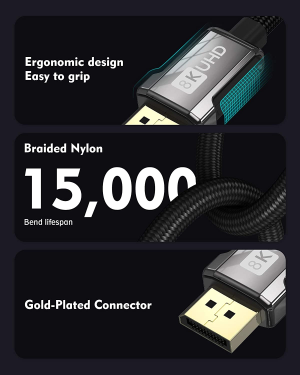 Silkland [VESA Certified] 8K Displayport 1.4 Cable, [Zinc Alloy Shell] DP Cable [8K@60Hz, 4K@144Hz, 2K@165Hz] 32.4 Gbps/Dsc 1.2 Compatible Freesync G-Sync Gaming Monitor 4090 3090Ti 7900XTX-5M