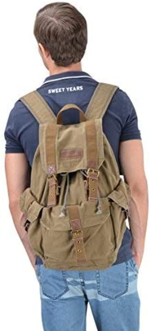 Gootium Canvas Backpack – Vintage Outdoor Rucksack Travel Day Pack