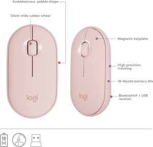 Logitech MK470 Slim Wireless Keyboard and Mouse Combo – Modern Compact Layout, Ultra Quiet, 2.4 Ghz USB Receiver, Plug N’ Play Connectivity, Compatible with Windows – Rose