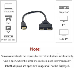 HDMI to Dual HDMI Female Y Splitter Switch Extension Adapter Cable with Micro & Mini HDMI Adapter