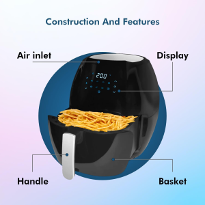 Healthy Choice 8 Litre Digital Air Fryer for Healthy Oil-Free Cooking – Multi-Use 1800W One Touch Digital Oven Cooker for Deep Frying, Roasting, Baking & Grilling – 8 Presets Cooking Programs, Black