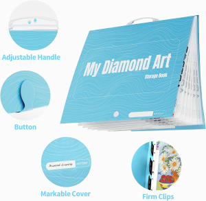 ARTDOT Diamond Painting Storage Book with 30 Pockets 60 Views, Clear Folder Storage Bag for Diamond Painting Art Presentation.