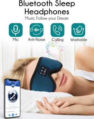 Sleep Headphones, 3D Sleep Mask Bluetooth Wireless Music Eye Mask, Lc-Dolida Sleeping Headphones for Side Sleepers Sleep Mask with Bluetooth Headphones Ultra-Thin Stereo Speakers Men Women