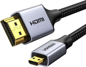 UGREEN 4K Micro HDMI to HDMI Cable 1M Adapter, Braided Micro HDMI Cable 4K 60Hz Support HDR 3D ARC 18Gbps Compatible for Hero 7 Black Hero 6 5 4 Sony A6000 A6300 Camera Nikon B500 Yoga 3 Pro