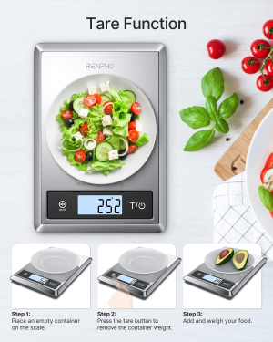 RENPHO Digital Food Scale, Kitchen Scale for Baking, Cooking and Coffee with Nutritional Calculator for Keto, Macro, Calorie and Weight Loss with Smartphone App, Stainless Steel